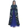 YKJJFVZ Blue Folk Art Pattern2 Print Rogue Cosplay Adult Halloween Witch Hooded Cloak Cape Unisex Costume For Horror Parties Masquerade view 2