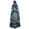 YKJJFVZ Blue Folk Art Pattern2 Print Rogue Cosplay Adult Halloween Witch Hooded Cloak Cape Unisex Costume For Horror Parties Masquerade view 4