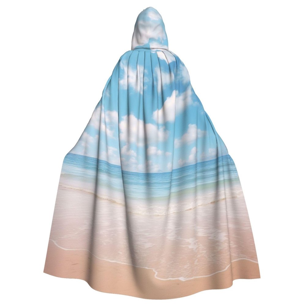 YKJJFVZ Beautiful View Of The Sea Print Rogue Cosplay Adult Halloween Witch Hooded Cloak Cape Unisex Costume For Horror Parties Masquerade
