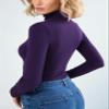 IVOVFANZY Womens Turtleneck Tops Long Sleeve Thermal Base Layer Lightweight Undershirt Purple view 2