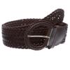 2 Inch Wide Genuine Leather Braided Woven Round Belt, Brown | S/M - 32" (End to End 37") view 1