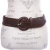 2 Inch Wide Genuine Leather Braided Woven Round Belt, Brown | S/M - 32" (End to End 37") view 3