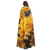YKJJFVZ Yellow Flower1 Print Rogue Cosplay Adult Halloween Witch Hooded Cloak Cape Unisex Costume For Horror Parties Masquerade view 4