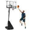 GYMAX Basketball Hoop, 4.9-10 FT Height Adjustable Basketball Goal with 44 Inch PC Backboard, Rebound Plate & Wheels for Kids Teens Adults, Portable Basketball Hoop for Indoor & Outdoor view 1