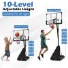 GYMAX Basketball Hoop, 4.9-10 FT Height Adjustable Basketball Goal with 44 Inch PC Backboard, Rebound Plate & Wheels for Kids Teens Adults, Portable Basketball Hoop for Indoor & Outdoor view 2