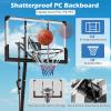 GYMAX Basketball Hoop, 4.9-10 FT Height Adjustable Basketball Goal with 44 Inch PC Backboard, Rebound Plate & Wheels for Kids Teens Adults, Portable Basketball Hoop for Indoor & Outdoor view 4