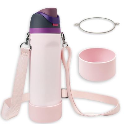 Silicone Boot Set for Cute Owala Water Bottle 32 oz - Includes Non-Slip Sleeve, Shoulder Strap, Perfect Owala Accessories, Fits Owala Tumbler, Owala Free Sip, Pink owala, owala Coffee (Pink)