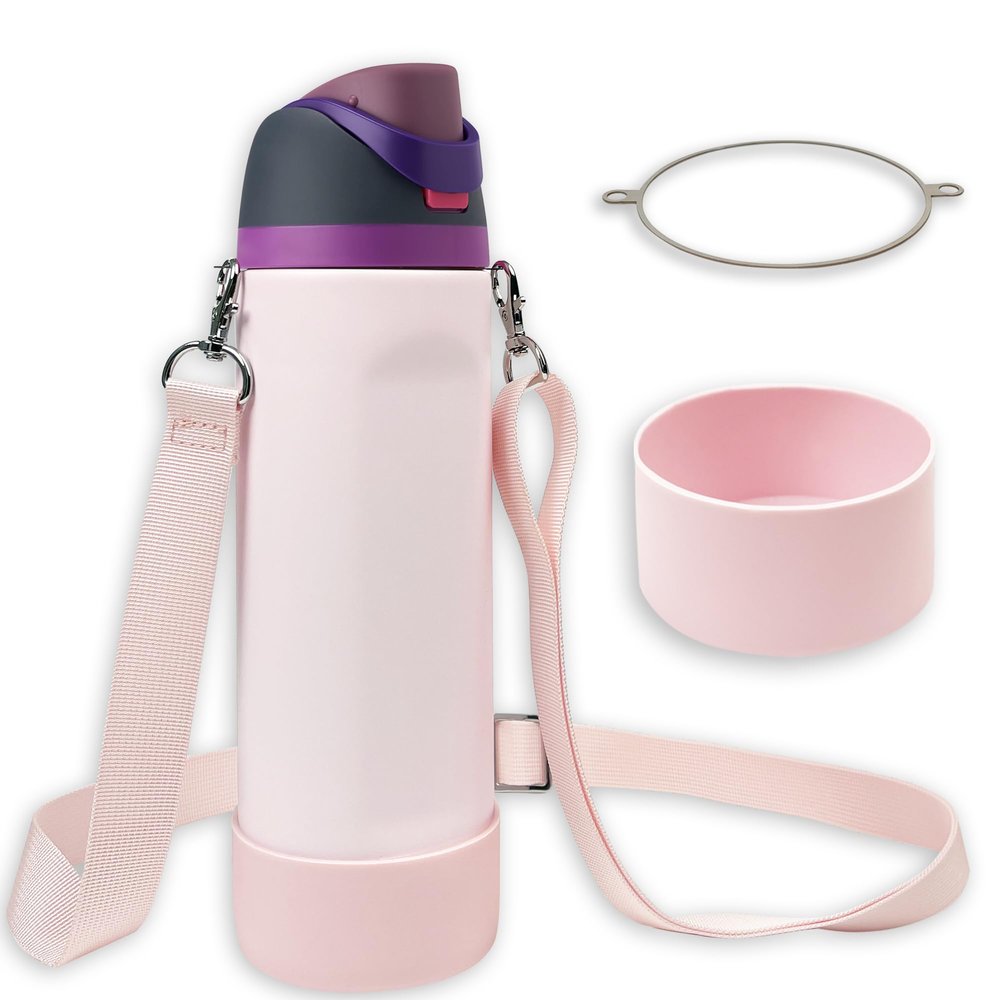 Silicone Boot Set for Cute Owala Water Bottle 32 oz - Includes Non-Slip Sleeve, Shoulder Strap, Perfect Owala Accessories, Fits Owala Tumbler, Owala Free Sip, Pink owala, owala Coffee (Pink)
