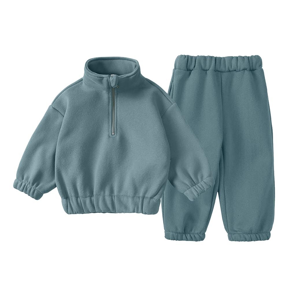 MYGBCPJS Boys Girls Fleece Athletic Outfits Kids 2Pcs Zip Long Sleeve Sweatshirt + Elastic Waist Sweatpants Sweat Suit Set