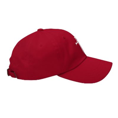 Men's Christian Faith Cross Three Nails Embroidered Adjustable Low Profile Dad Cap Cranberry