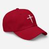 Men's Christian Faith Cross Three Nails Embroidered Adjustable Low Profile Dad Cap Cranberry view 2