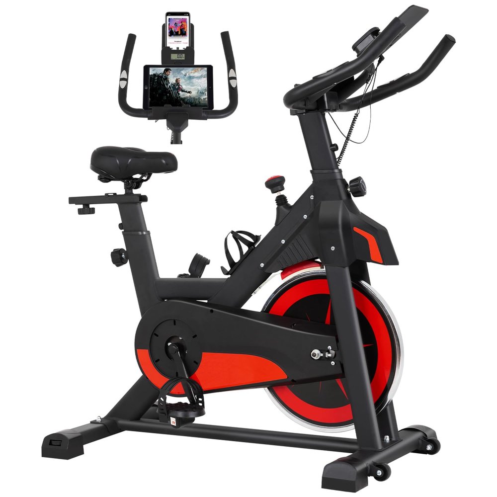 Exercise Bike Indoor Workout Bike Stationary Cycling Bike Fitness Magnetic Resistance Training Bike with Comfortable Seat Cushion LCD Monitor for Home Gym, Black