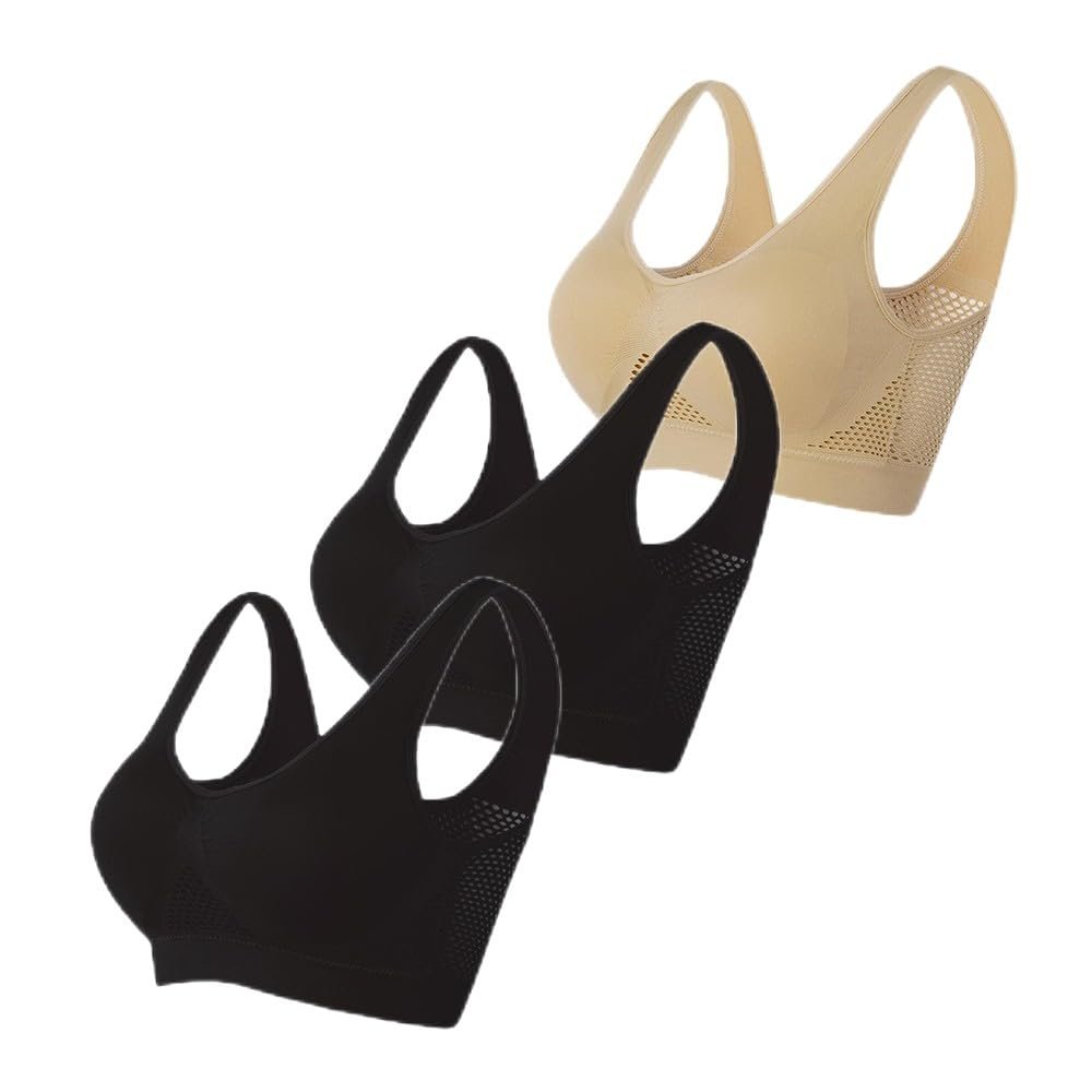3 Pack Sports Bras for Women, Wirefree Removable Padded Workout Yoga Gym Fitness Bra, 3PC Seamless Women's Underwear