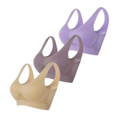 3 Pack Sports Bras for Women, Wirefree Removable Padded Workout Yoga Gym Fitness Bra, 3PC Seamless Women's Underwear