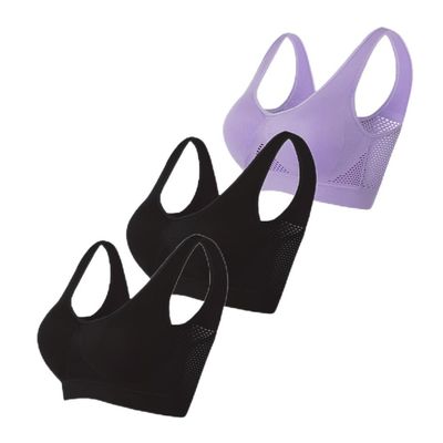 3 Pack Sports Bras for Women, Wirefree Removable Padded Workout Yoga Gym Fitness Bra, 3PC Seamless Women's Underwear