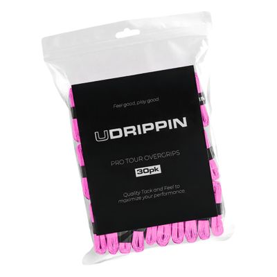 UDRIPPIN Pickleball Comfort Tour Grips, Cushioned, Sweat-Resistant Overgrips for All Racquet Sports Medium Tack, Moisture-Wicking Grip Tape for Enhanced Comfort & Control (Neon Pink, 30-Pack)