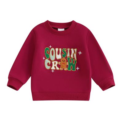 Lucikamy Toddler Baby Boy Girl Christmas Sweatshirt Letter Print Long Sleeve Crewneck Pullover Top Fall Winter Clothes (red letters, 18-24 Months)