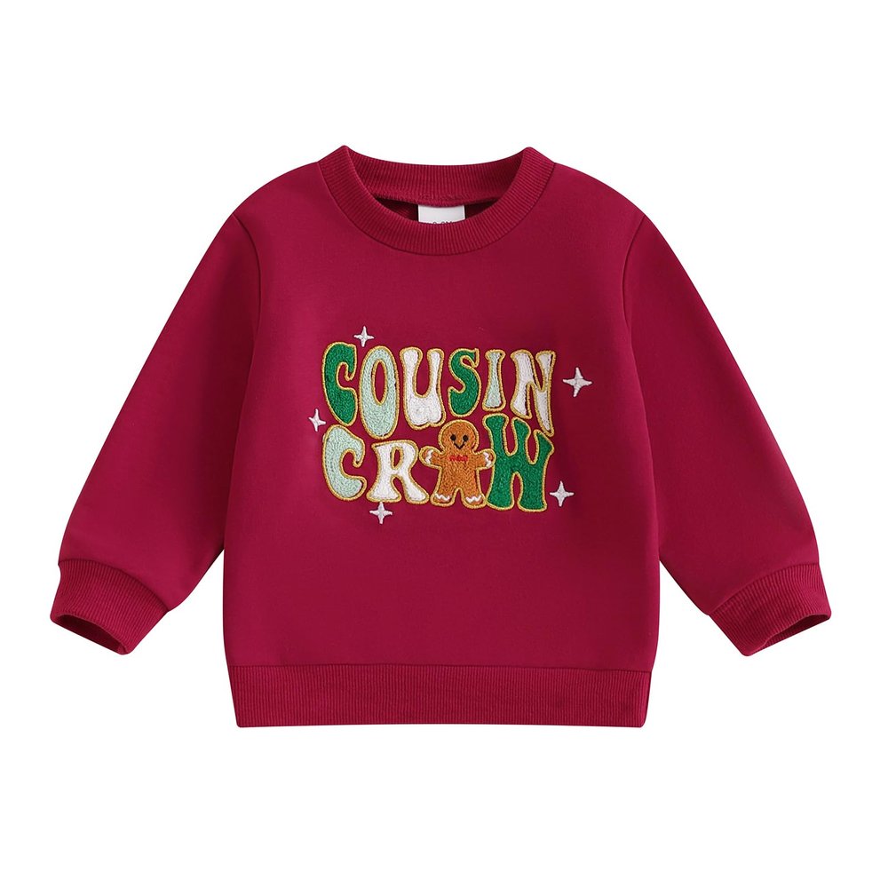 Lucikamy Toddler Baby Boy Girl Christmas Sweatshirt Letter Print Long Sleeve Crewneck Pullover Top Fall Winter Clothes (red letters, 18-24 Months)
