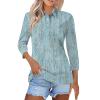 3 Quarter Sleeve Tops for Women,Polo Blue Fall Summer Tops Womens Elbow Length Sleeve Tops Womens Half Sleeve Tops Womens Workout Shirts Red Blouse Womens Button Down Shirt Sky Blue L view 1