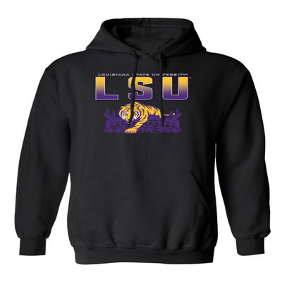 CornBorn LSU Tigers - Hooded Fleece LSU Tiger Stadium Full Color Fade - Black - 5X