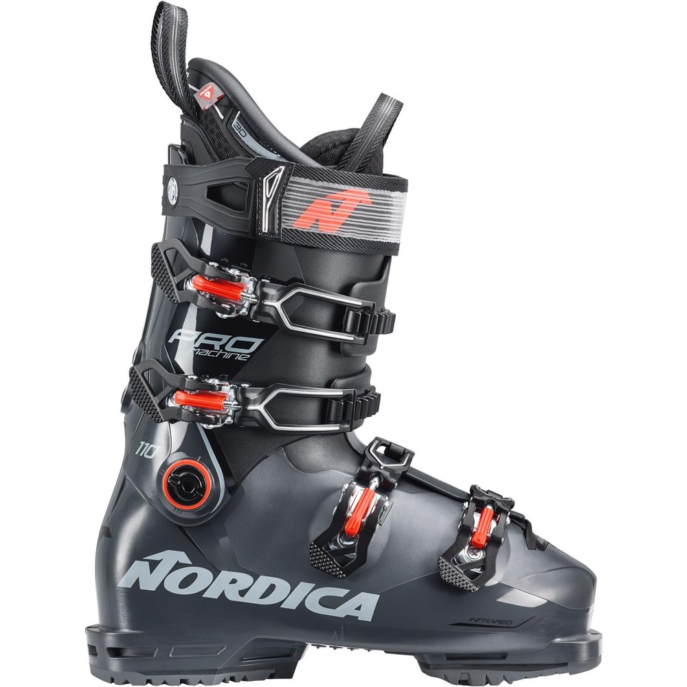 Nordica Promachine 110 Men's Narrow Fit High Performance Alpine Ski Boots (Black/Anthracite/Red, 29.5)