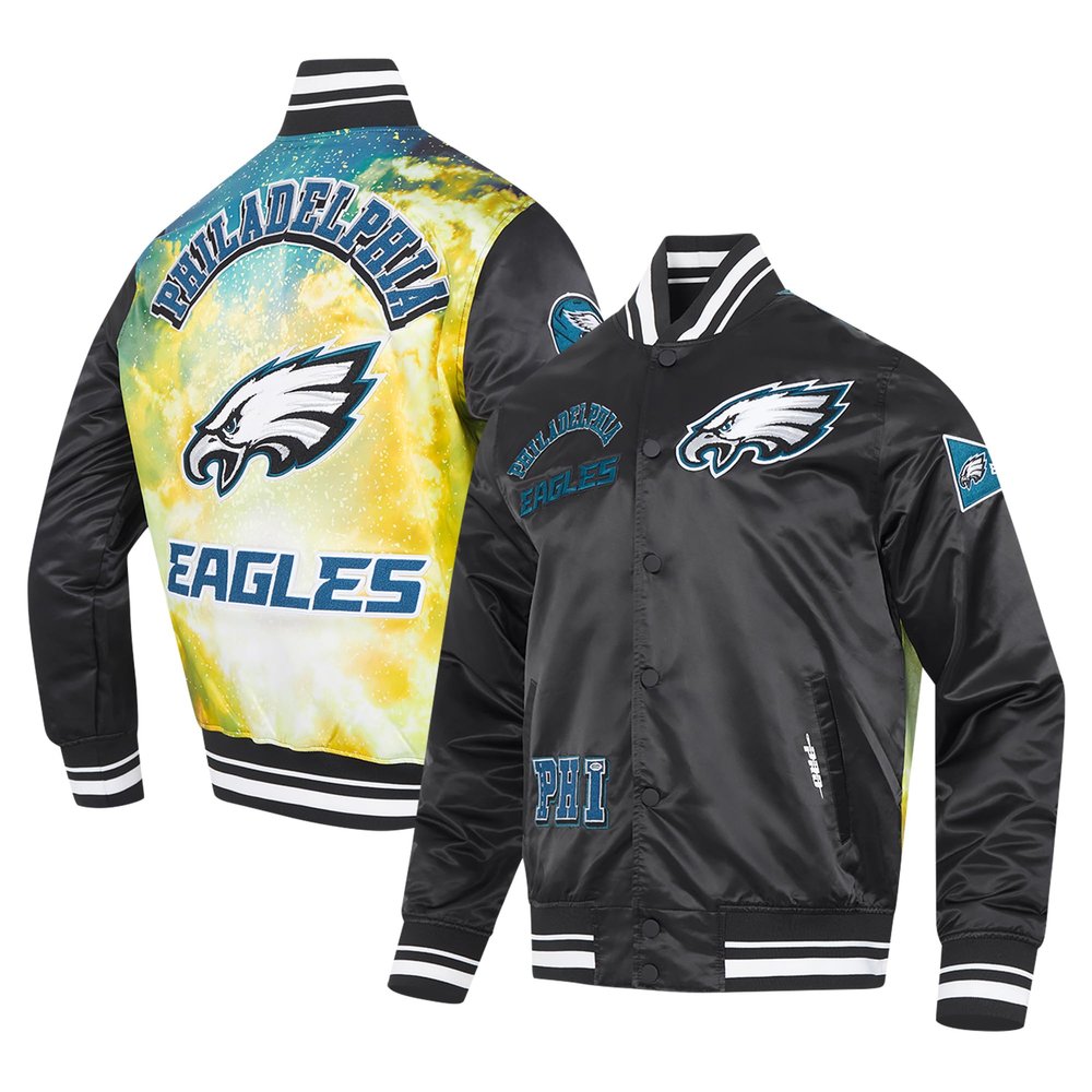 Pro Standard Men's Black Philadelphia Eagles Sublimated Satin Full-Snap Jacket