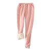 Fleece Lined Sweatpants Women - Jogger Pants for Women High Waisted Thermal Warm Winter Pants for Running Athletic Pink view 1