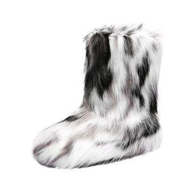 Women's Furry Faux Fur Boots Fuzzy Fluffy Mid Calf Snow Boots Suede Winter Warm Fur Lined Booties Flat Fashion Boots