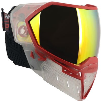 Empire EVS Paintball Mask/Goggle Clear/Red w/PBB Barrel Plug - Fire Mirror Thermal Lens