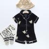 2-Piece Toddler Baby Short Sleeve Stain aamas Set for Boy Girl Silk js Cute Animal Print (Black #2, 18-24 Months) view 3