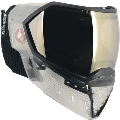 Empire EVS Paintball Mask/Goggle Clear/Black w/PBB Barrel Plug - Black Chrome Mirror Thermal Lens