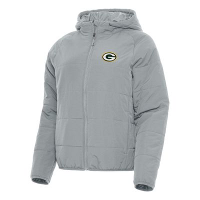 Antigua Women's Gray Green Bay Packers Universe Full-Zip Hoodie Jacket