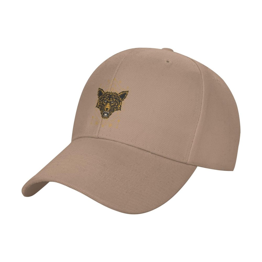 Angry Wolf Baseball Cap for Men Women Adjustable Closure Golf Dad Hat Natural