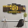 Baseball Poster Sports Baseball Badge Canvas Wall Art Print 5 Piece Artwork Home Office Decor Large Framed Painting Ready to Hang (D,100x175cm-Framed-5pcs) view 4