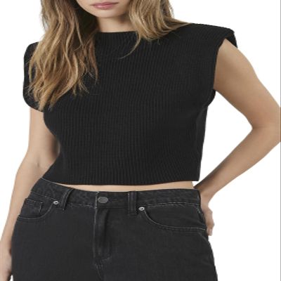 Forever 21 Women's Padded Sweater Vest, Black, Large