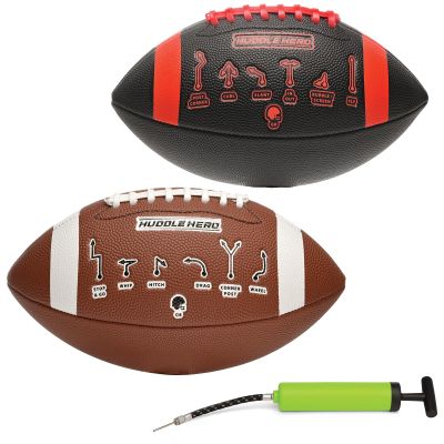 Xcello Sports Huddle Hero Junior Football 2-Pack w/Pump (Black/Red and Brown/White)