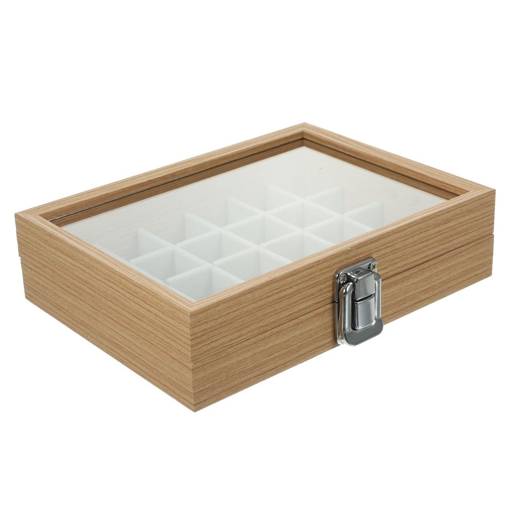 WATIIFUFU Jewelry Box Wood Grid Jewelry Organizer Trinket Storage Box Vintage Style Compartment Storage Case