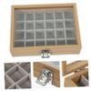 WATIIFUFU Jewelry Box Wood Grid Jewelry Organizer Trinket Storage Box Vintage Style Compartment Storage Case view 4