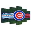 Chicago City Cubs Baseball Poster Sports Baseball Badge Canvas Wall Art Print 5 Piece Artwork Home Office Decor Large Framed Painting Ready To Hang (Z,60x100cm-Framed-5pcs) view 1
