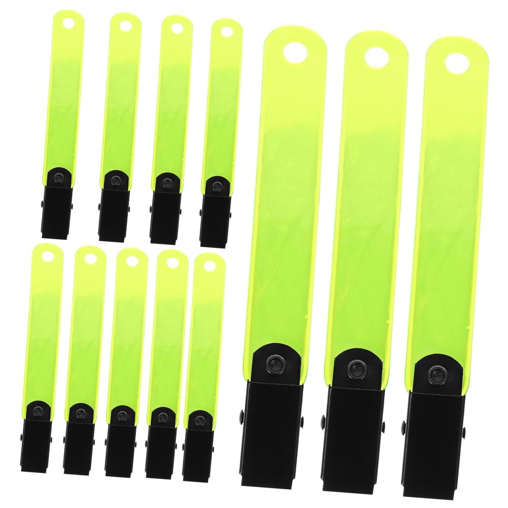 WOONEKY 24pcs Reflective Driveway Markers Fluorescent Belt Clips for Hiking Trail Archery Large Reflective Clips Design