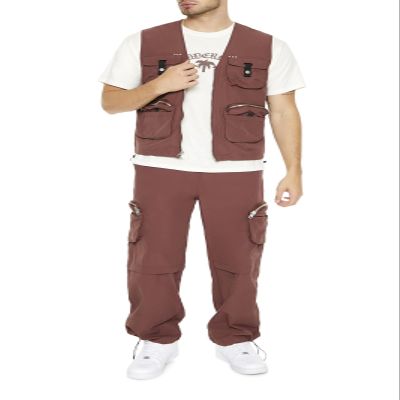 Forever 21 Men's Toggle Drawstring Cargo Joggers, Chocolate, X-Large