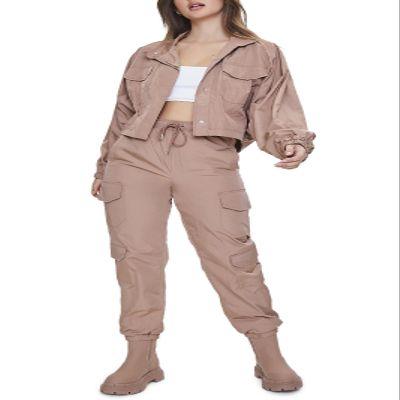 Forever 21 Windbreaker Cargo Joggers Cocoa X-Small