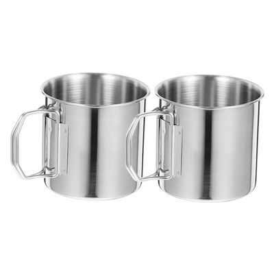 MOBUTOFU 2pcs Portable Camping Water Mug Stainless Steel Folding Cup Outdoor Drinking Cup for Beer Juice Coffee Multi-function