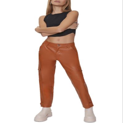 Forever 21 Faux Leather Cargo Ankle Pants Chestnut Small