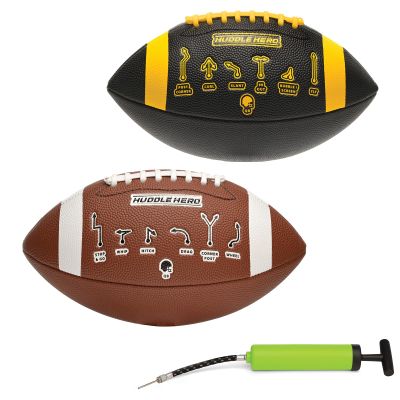 Xcello Sports Huddle Hero Mini Football 2-Pack w/Pump (Black/Yellow and Brown/White)
