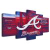 Atlanta City Braves Baseball Poster Sports Baseball Badge Canvas Wall Art Print 5 Piece Artwork Home Office Decor Large Framed Painting Ready To Hang (A,60x100cm-Framed-5pcs) view 1