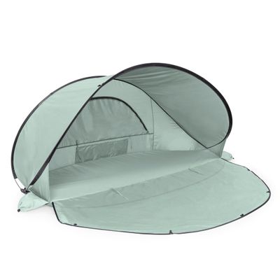 Picnic TIME Manta Portable Beach Tent, Fully-Assembled Pop Up Tent, Beach Shade and Sun Shelter, Instant Outdoor Shade with Carrying Bag for Outdoors and UPF50+ UV Protection, (Light Green)