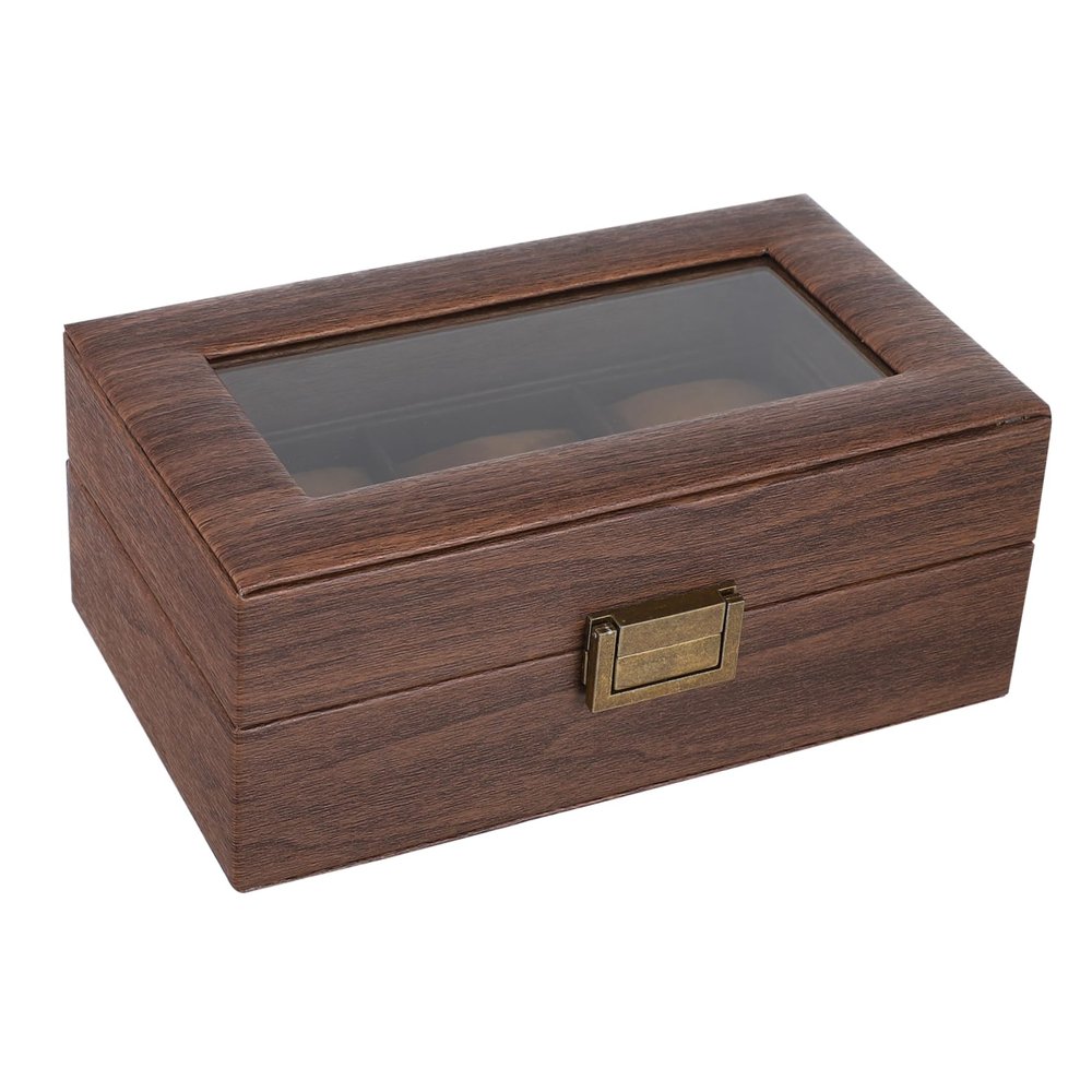 Yardenfun Retro Pu Leather Watch Storage Box 3 Slot Watch Display Case Jewelry Organizer Perfect for Home Travel