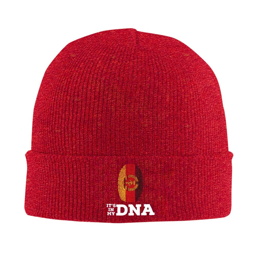 QIKLMMA East Germany It's in My DNA Beanie for Men Women Winter Knit Hats Cuffed Skull Cap Ski Hat Red