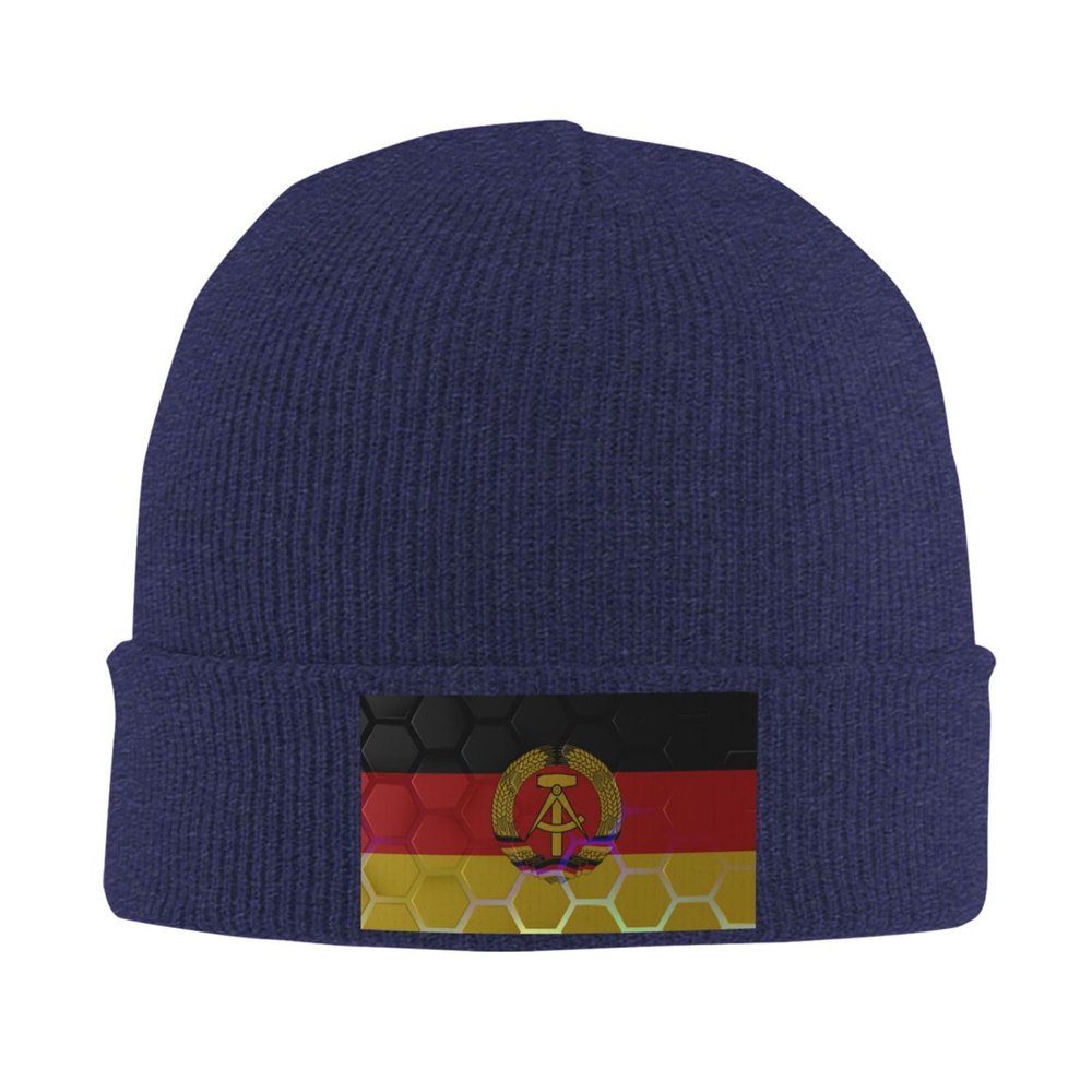 QIKLMMA Flag of East Germany Beanie for Men Women Winter Knit Hats Cuffed Skull Cap Ski Hat Navy Blue